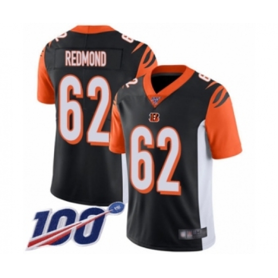 Men's Cincinnati Bengals 62 Alex Redmond Black Team Color Vapor Untouchable Limited Player 100th Season Football Jersey