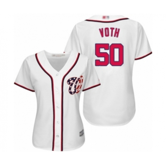 Women's Washington Nationals 50 Austin Voth Authentic White Home Cool Base Baseball Player Jersey