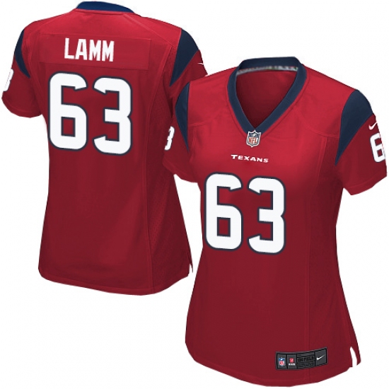 Women's Nike Houston Texans 63 Kendall Lamm Game Red Alternate NFL Jersey