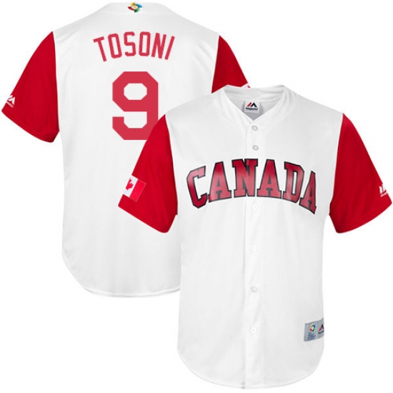 Men's Canada Baseball Majestic 9 Rene Tosoni White 2017 World Baseball Classic Replica Team Jersey