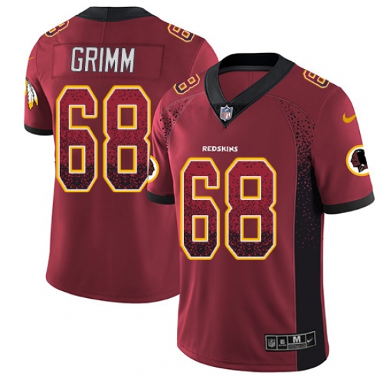 Men's Nike Washington Redskins 68 Russ Grimm Limited Red Rush Drift Fashion NFL Jersey