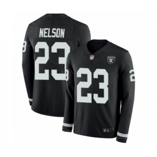 Youth Oakland Raiders 23 Nick Nelson Limited Black Therma Long Sleeve Football Jersey