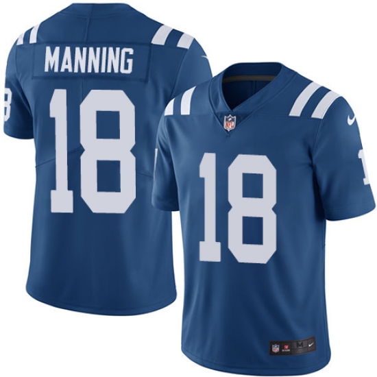 Men's Nike Indianapolis Colts 18 Peyton Manning Royal Blue Team Color Vapor Untouchable Limited Player NFL Jersey