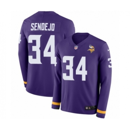 Men's Nike Minnesota Vikings 34 Andrew Sendejo Limited Purple Therma Long Sleeve NFL Jersey