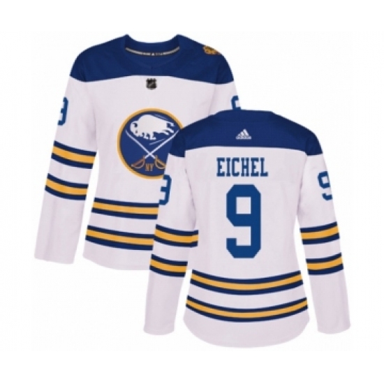 Women's Adidas Buffalo Sabres 9 Jack Eichel Authentic White 2018 Winter Classic NHL Jersey