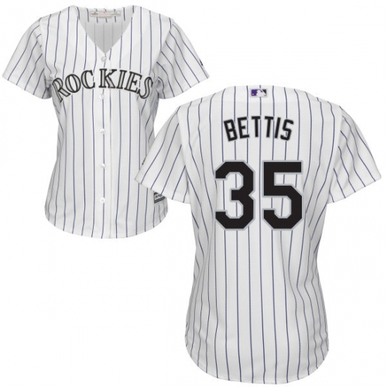 Women's Majestic Colorado Rockies 35 Chad Bettis Replica White Home Cool Base MLB Jersey