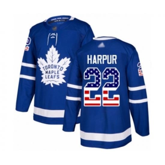 Men's Toronto Maple Leafs 22 Ben Harpur Authentic Royal Blue USA Flag Fashion Hockey Jersey