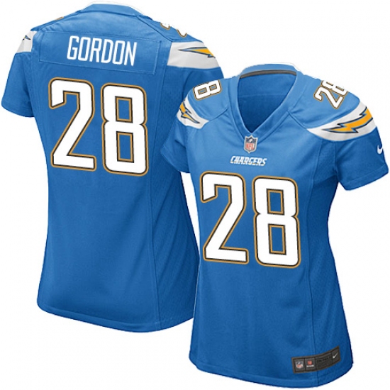 Women's Nike Los Angeles Chargers 28 Melvin Gordon Game Electric Blue Alternate NFL Jersey