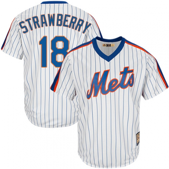 Men's Majestic New York Mets 18 Darryl Strawberry Replica White Cooperstown MLB Jersey