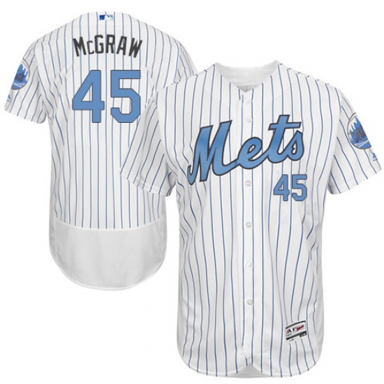 Men's Majestic New York Mets 45 Tug McGraw Authentic White 2016 Father's Day Fashion Flex Base MLB Jersey