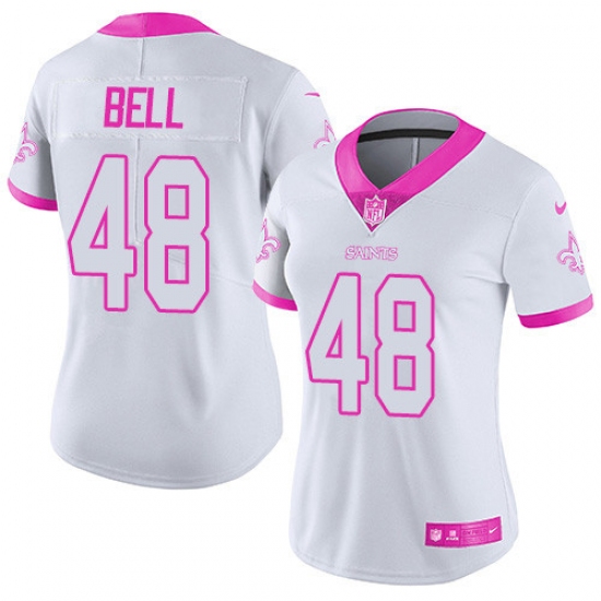 Women's Nike New Orleans Saints 48 Vonn Bell Limited White/Pink Rush Fashion NFL Jersey