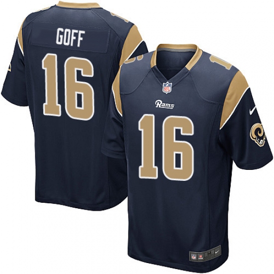 Men's Nike Los Angeles Rams 16 Jared Goff Game Navy Blue Team Color NFL Jersey