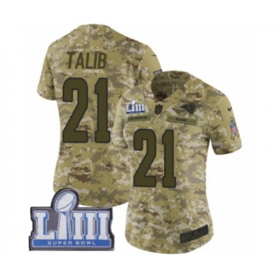 Women's Nike Los Angeles Rams 21 Aqib Talib Limited Camo 2018 Salute to Service Super Bowl LIII Bound NFL Jersey