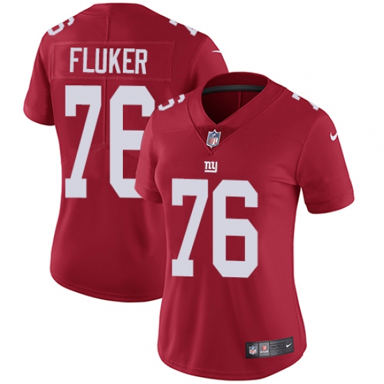 Women's Nike New York Giants 76 D.J. Fluker Elite Red Alternate NFL Jersey