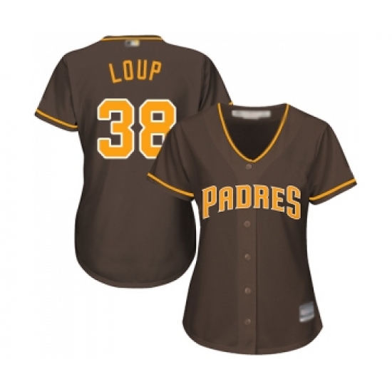 Women's San Diego Padres 38 Aaron Loup Replica Brown Alternate Cool Base Baseball Jersey