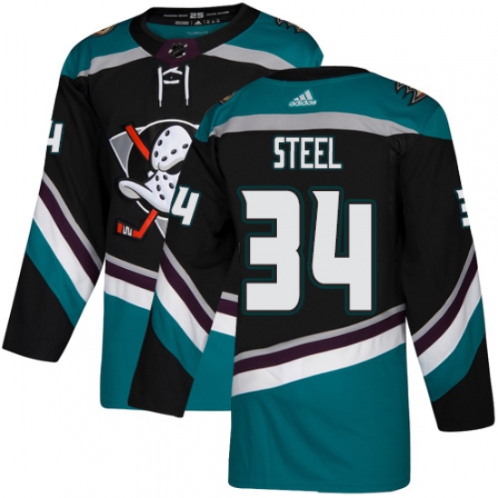 Youth Adidas Anaheim Ducks 34 Sam Steel Authentic Black Teal Third NHL Jersey