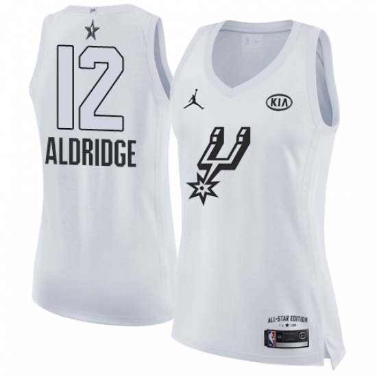 Women's Nike Jordan San Antonio Spurs 12 LaMarcus Aldridge Swingman White 2018 All-Star Game NBA Jersey