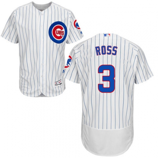 Men's Majestic Chicago Cubs 3 David Ross White Home Flexbase Authentic Collection MLB Jersey