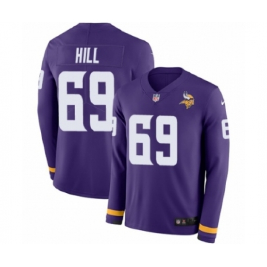 Men's Nike Minnesota Vikings 69 Rashod Hill Limited Purple Therma Long Sleeve NFL Jersey