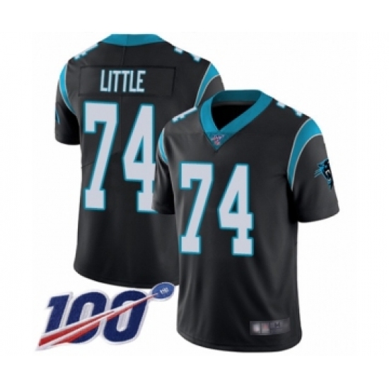 Men's Carolina Panthers 74 Greg Little Black Team Color Vapor Untouchable Limited Player 100th Season Football Jersey