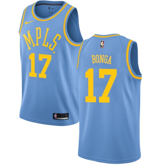 Women's Nike Los Angeles Lakers 17 Isaac Bonga Swingman Blue Hardwood Classics NBA Jersey