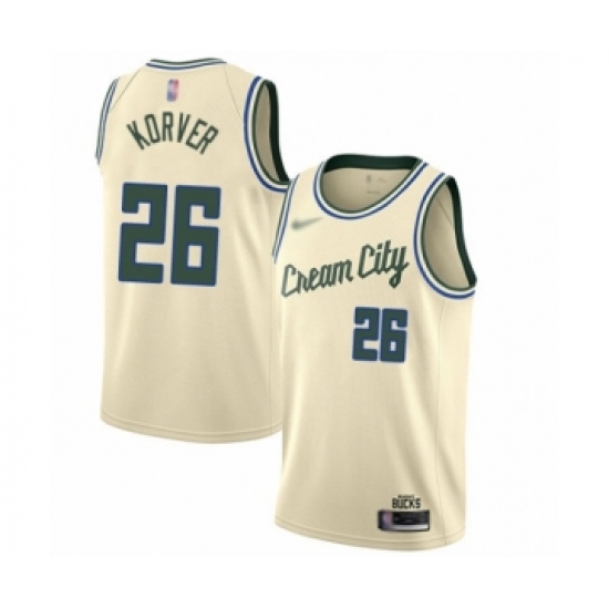 Men's Milwaukee Bucks 26 Kyle Korver Swingman Cream Basketball Jersey - 2019 20 City Edition