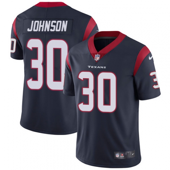 Men's Nike Houston Texans 30 Kevin Johnson Limited Navy Blue Team Color Vapor Untouchable NFL Jersey