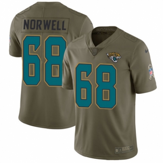 Men's Nike Jacksonville Jaguars 68 Andrew Norwell Limited Olive 2017 Salute to Service NFL Jersey