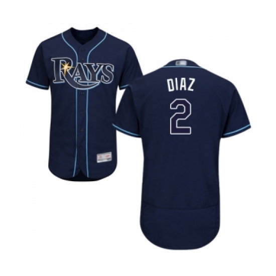 Men's Tampa Bay Rays 2 Yandy Diaz Navy Blue Alternate Flex Base Authentic Collection Baseball Jersey