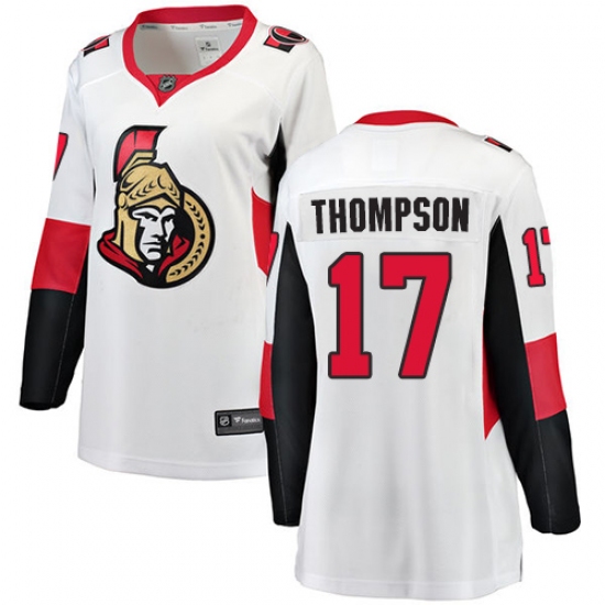 Women's Ottawa Senators 17 Nate Thompson Fanatics Branded White Away Breakaway NHL Jersey