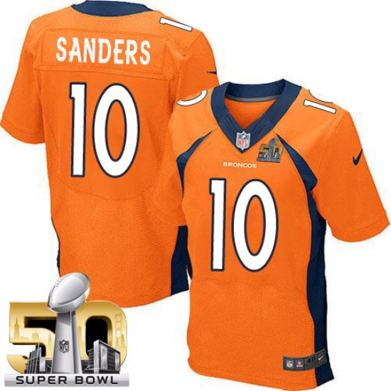 Men's Nike Denver Broncos 10 Emmanuel Sanders Elite Orange Team Color Super Bowl 50 Bound NFL Jersey