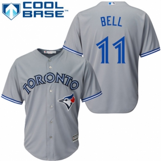 Men's Majestic Toronto Blue Jays 11 George Bell Replica Grey Road MLB Jersey