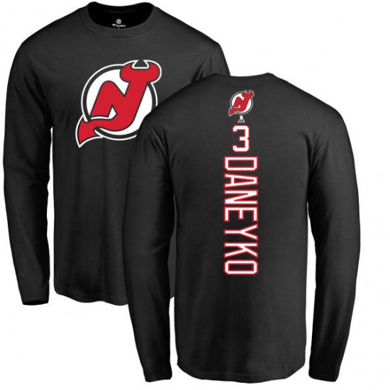 NHL Adidas New Jersey Devils 3 Ken Daneyko Black Backer Long Sleeve T-Shirt