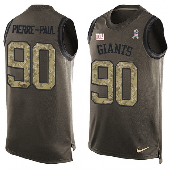 Men's Nike New York Giants 90 Jason Pierre-Paul Limited Green Salute to Service Tank Top NFL Jersey