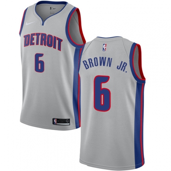 Women's Nike Detroit Pistons 6 Bruce Brown Jr. Swingman Silver NBA Jersey Statement Edition