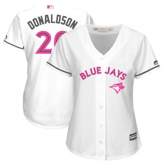 Women's Majestic Toronto Blue Jays 20 Josh Donaldson Replica White Mother's Day Cool Base MLB Jersey