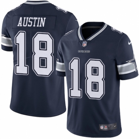 Men's Nike Dallas Cowboys 18 Tavon Austin Navy Blue Team Color Vapor Untouchable Limited Player NFL Jersey