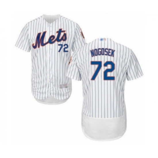 Men's New York Mets 72 Stephen Nogosek White Home Flex Base Authentic Collection Baseball Player Jersey