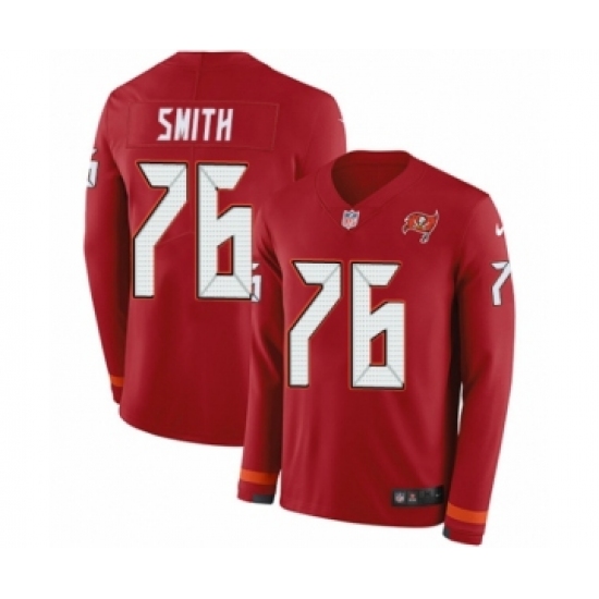 Men's Nike Tampa Bay Buccaneers 76 Donovan Smith Limited Red Therma Long Sleeve NFL Jersey