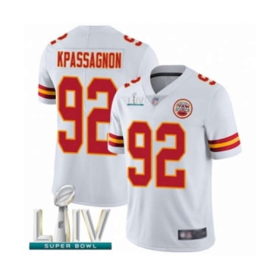 Men's Kansas City Chiefs 92 Tanoh Kpassagnon White Vapor Untouchable Limited Player Super Bowl LIV Bound Football Jersey