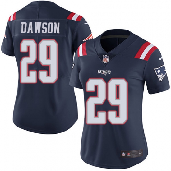 Women's Nike New England Patriots 29 Duke Dawson Limited Navy Blue Rush Vapor Untouchable NFL Jersey