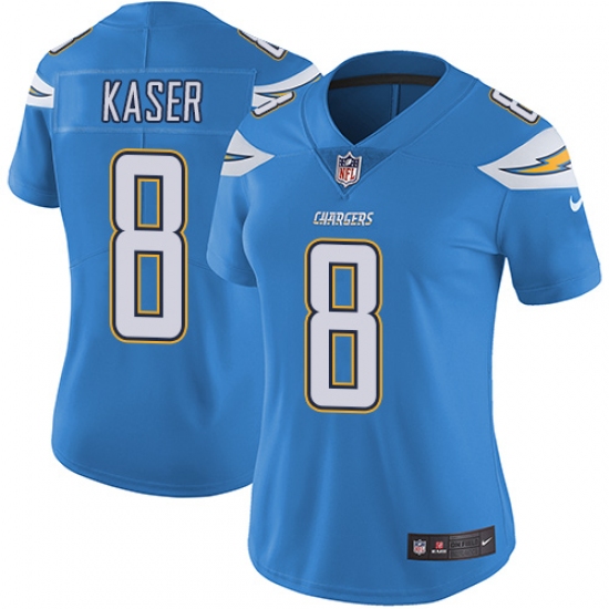 Women's Nike Los Angeles Chargers 8 Drew Kaser Electric Blue Alternate Vapor Untouchable Limited Player NFL Jersey