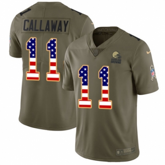 Youth Nike Cleveland Browns 11 Antonio Callaway Limited Olive/USA Flag 2017 Salute to Service NFL Jersey