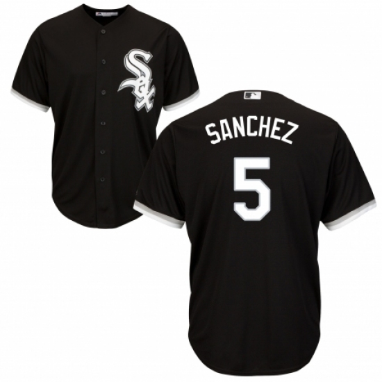 Men's Majestic Chicago White Sox 5 Yolmer Sanchez Replica Black Alternate Home Cool Base MLB Jersey