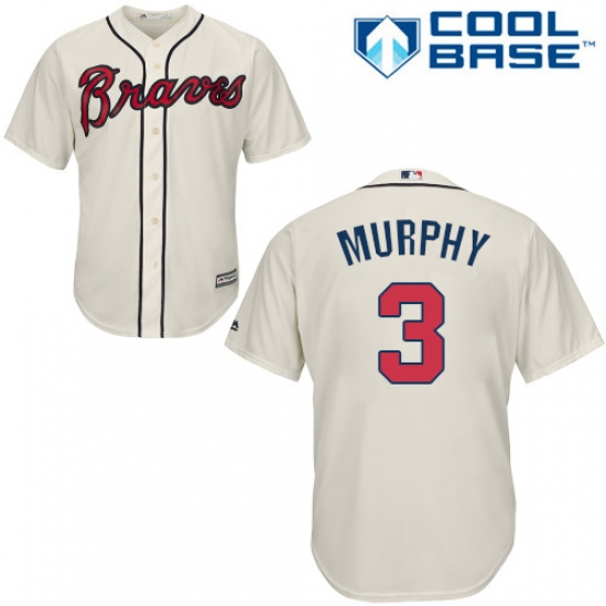 Youth Majestic Atlanta Braves 3 Dale Murphy Authentic Cream Alternate 2 Cool Base MLB Jersey