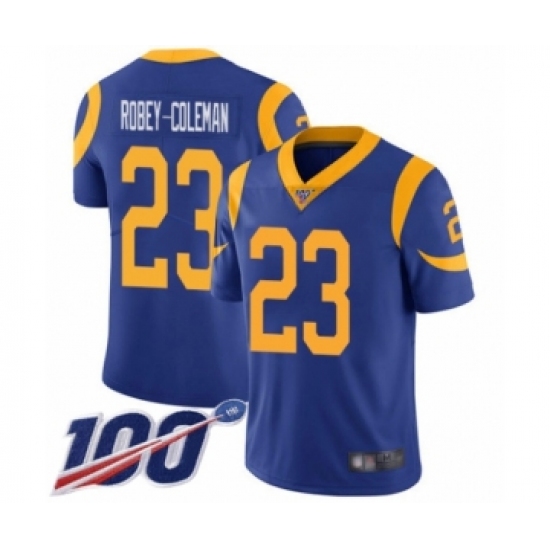 Men's Los Angeles Rams 23 Nickell Robey-Coleman Royal Blue Alternate Vapor Untouchable Limited Player 100th Season Football Jersey