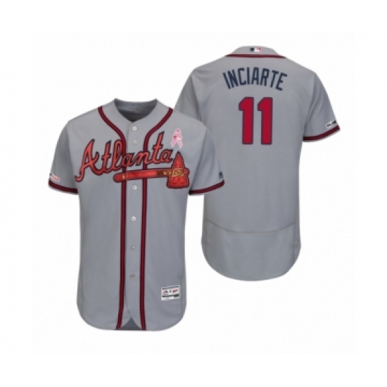 Men's Ender Inciarte Atlanta Braves 11 Gray 2019 Mothers Day Flex Base Authentic Jersey