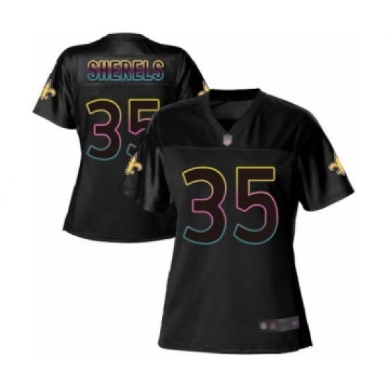 Women's New Orleans Saints 35 Marcus Sherels Limited Pink Rush Fashion Football Jersey