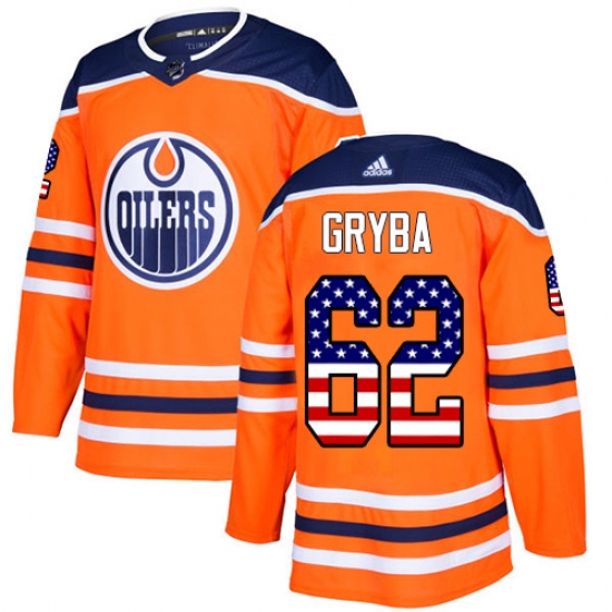 Men's Adidas Edmonton Oilers 62 Eric Gryba Authentic Orange USA Flag Fashion NHL Jersey