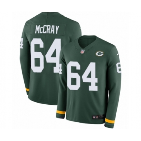 Youth Nike Green Bay Packers 64 Justin McCray Limited Green Therma Long Sleeve NFL Jersey